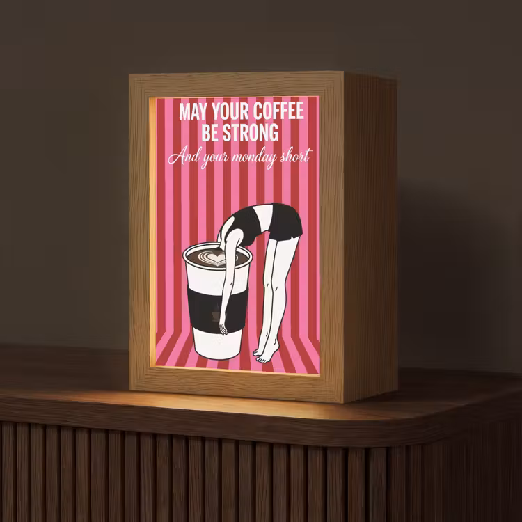 Tafellamp - Roze - Strepen - Koffie - Maandag — 1
