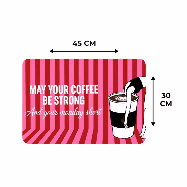 Placemat - 6 stuks - Roze - Strepen - Koffie - Maandag — 3