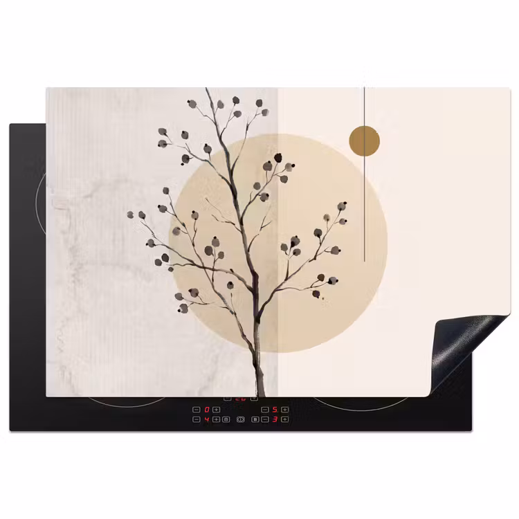 Inductiebeschermer - Plant - Abstract - Beige — 1