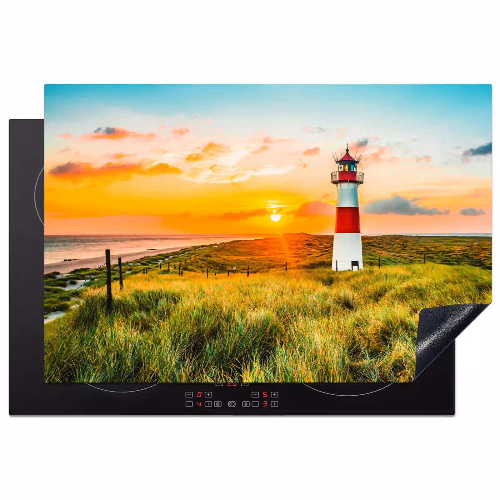 Inductiebeschermer - Vuurtoren - Natuur - Zon - Landschap - Gras - Strand - Zee — 1