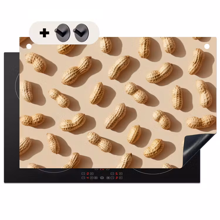 Inductiebeschermer & spatscherm (2in1) - Pinda's - Patroon - Beige — 1