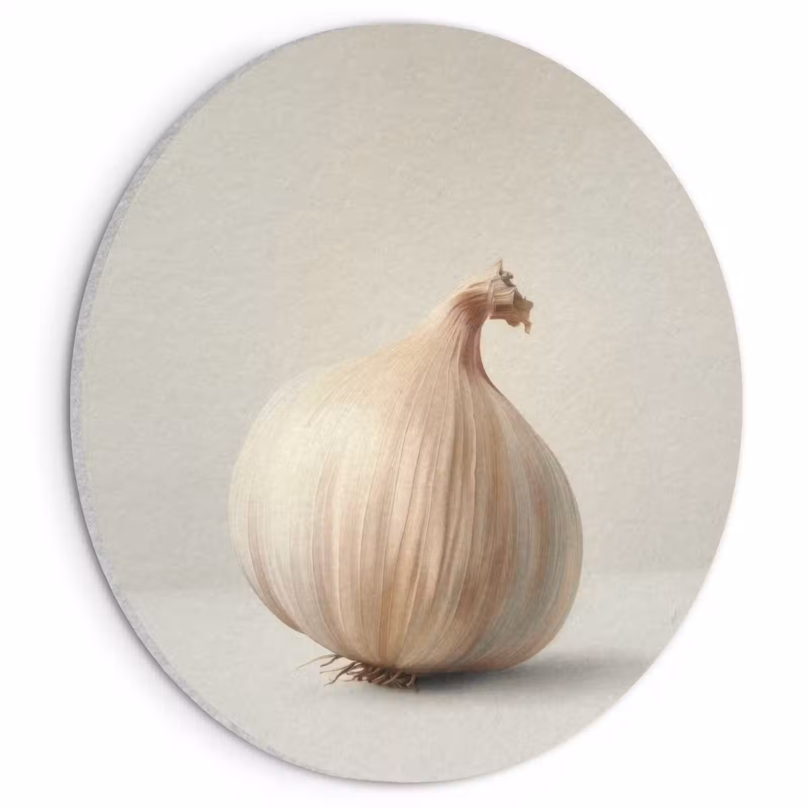 Akoestisch schilderij rond - Knoflook - Natuurlijk - Beige — 1