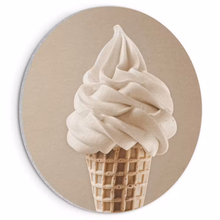 Akoestisch schilderij rond - IJs - Softijs - Romig - Hoorntje - Beige — 1
