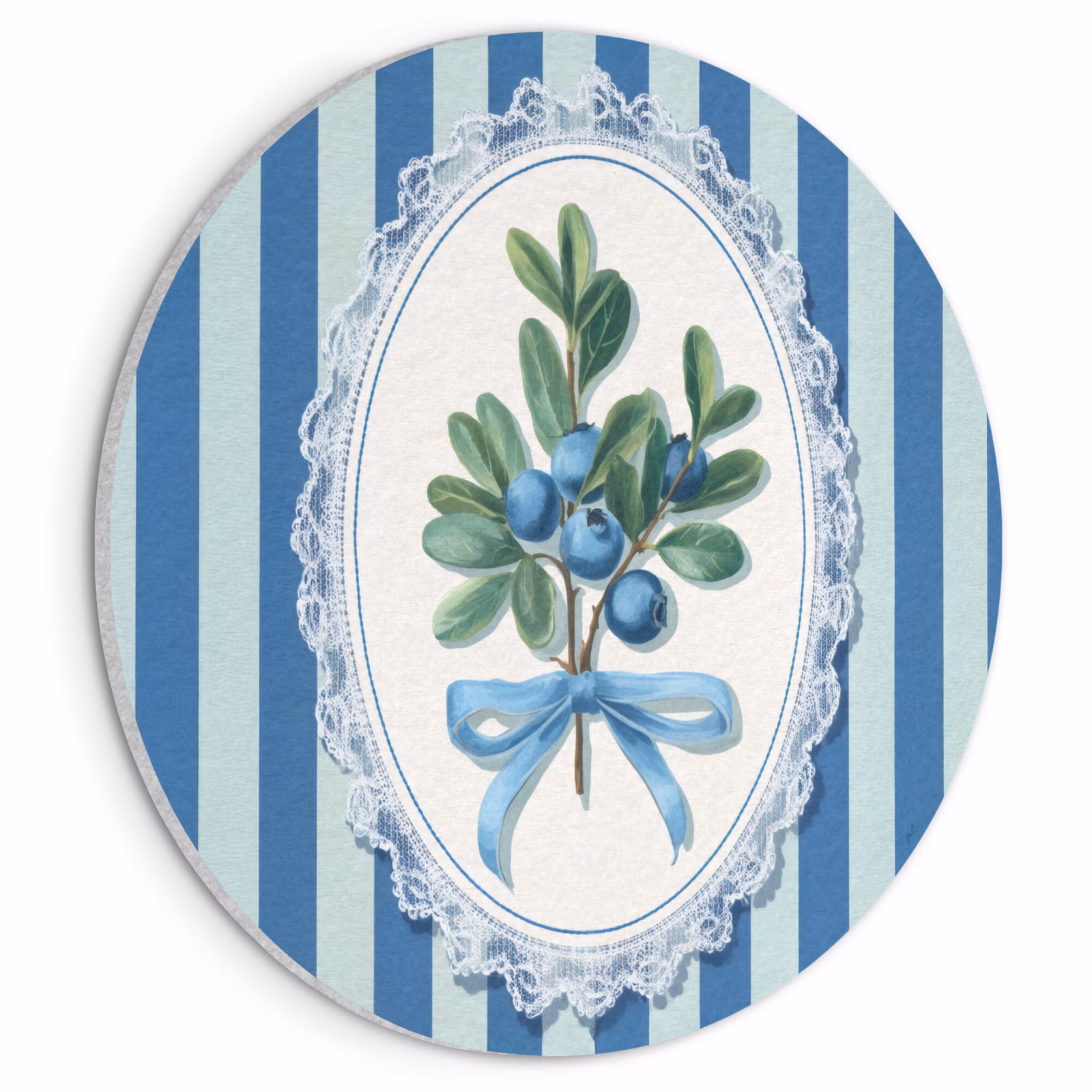 Akoestisch schilderij rond - Illustratie - Bessen - Blauw - Strepen — 1