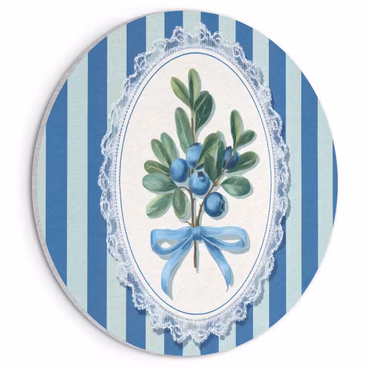 Akoestisch schilderij rond - Illustratie - Bessen - Blauw - Strepen — 1