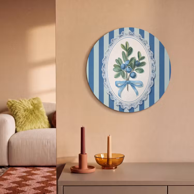 Akoestisch schilderij rond - Illustratie - Bessen - Blauw - Strepen — 3