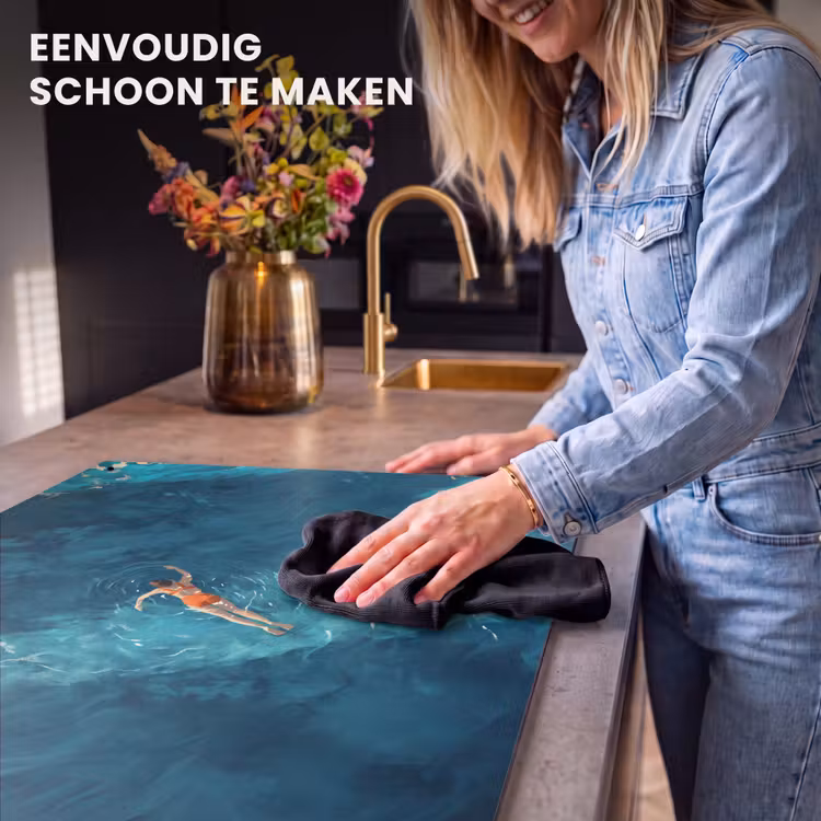 Inductiebeschermer & spatscherm (2in1) - Vrouw - Water - Bikini - Oranje — 5