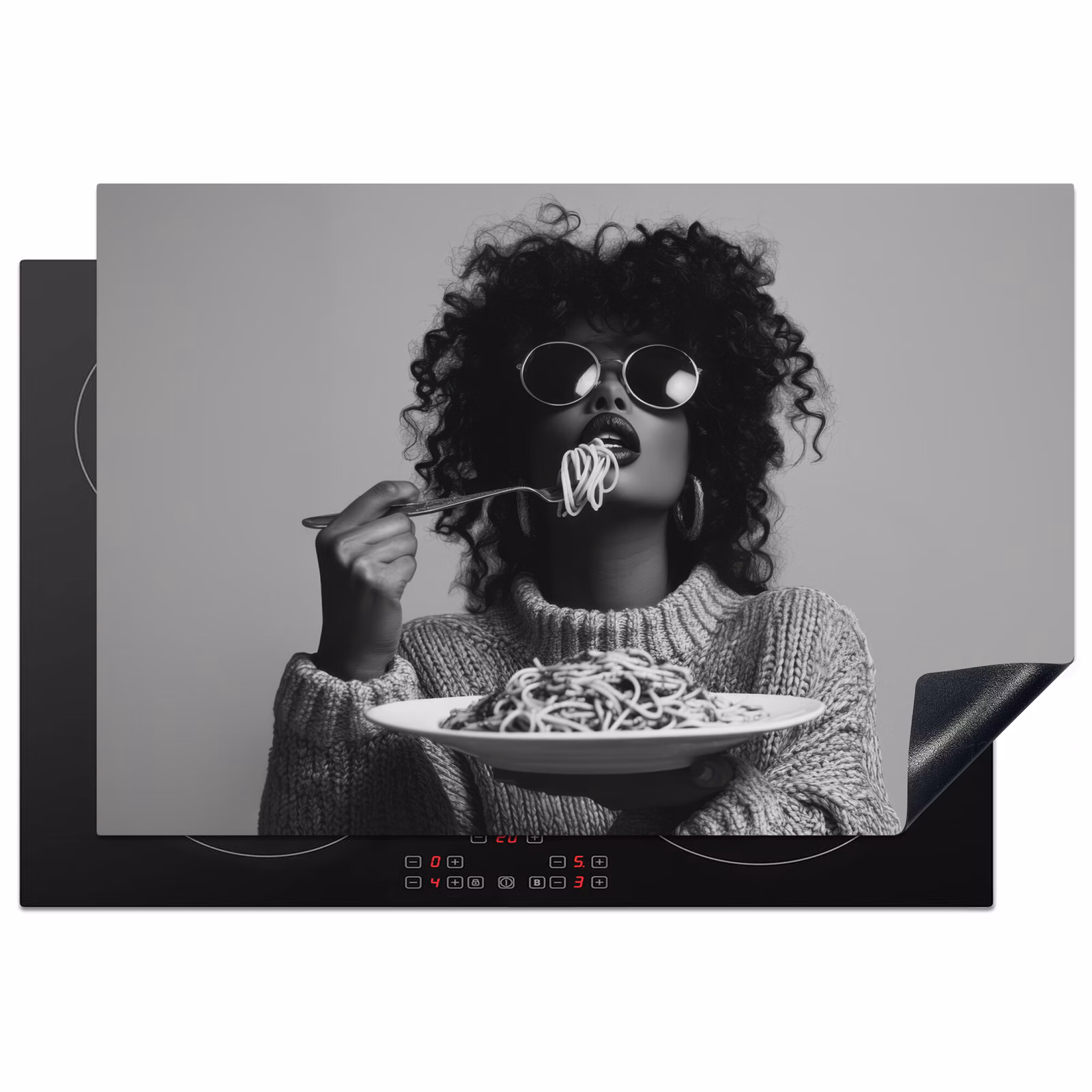 Inductiebeschermer - Vrouw - Pasta - Zwart - Wit — 1