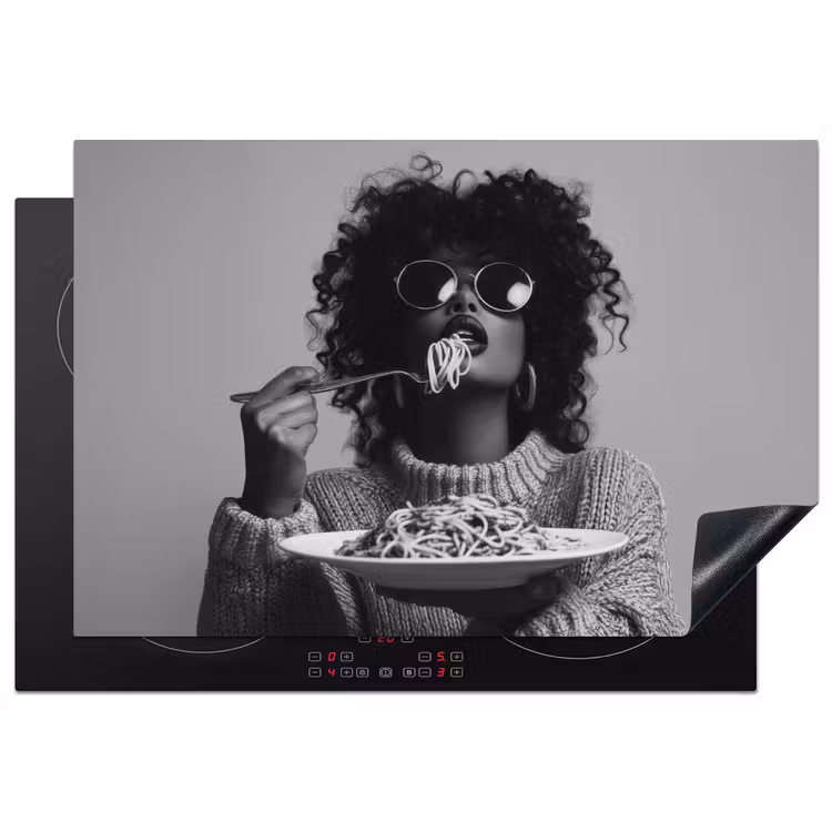 Inductiebeschermer - Vrouw - Pasta - Zwart - Wit — 1