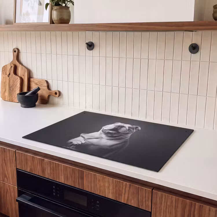 Inductiebeschermer & spatscherm (2in1) - Buldog - Hond - Glas — 3