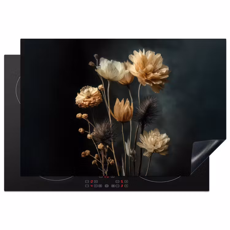 Inductiebeschermer - Boeket - Bloemen - Licht - Zwart — 1