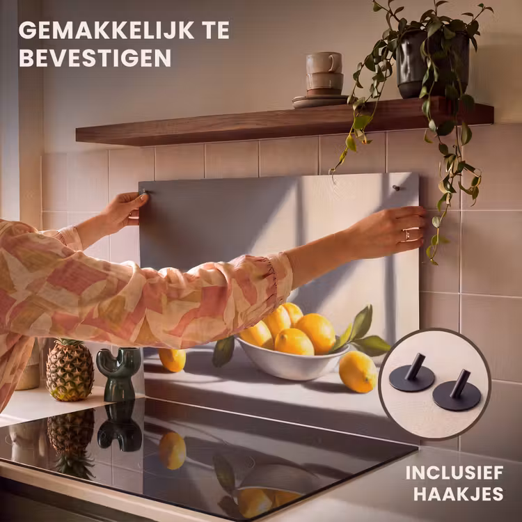Inductiebeschermer & spatscherm (2in1) - Citroenen - Stilleven - Geel — 7
