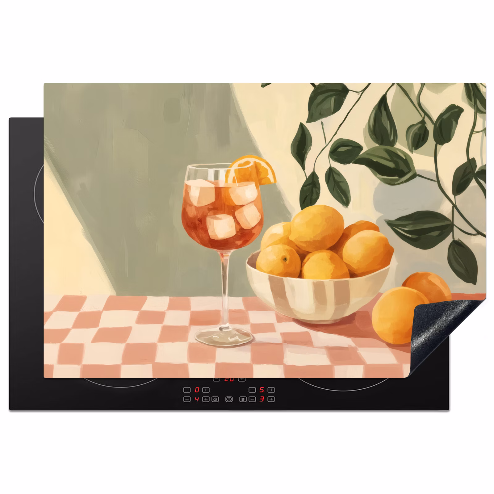 Inductiebeschermer - Citroenen - Glas - Tafelkleed - Geblokt — 1