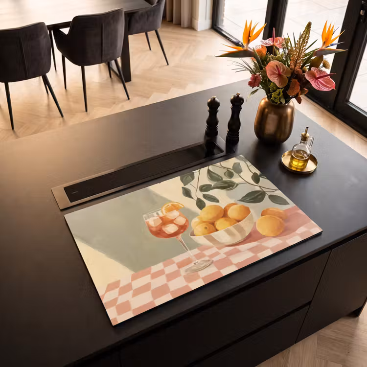Inductiebeschermer - Citroenen - Glas - Tafelkleed - Geblokt — 2