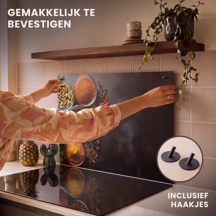 Inductiebeschermer & spatscherm (2in1) - Glazen - Bakjes - Blaadjes - Kruiden — 7