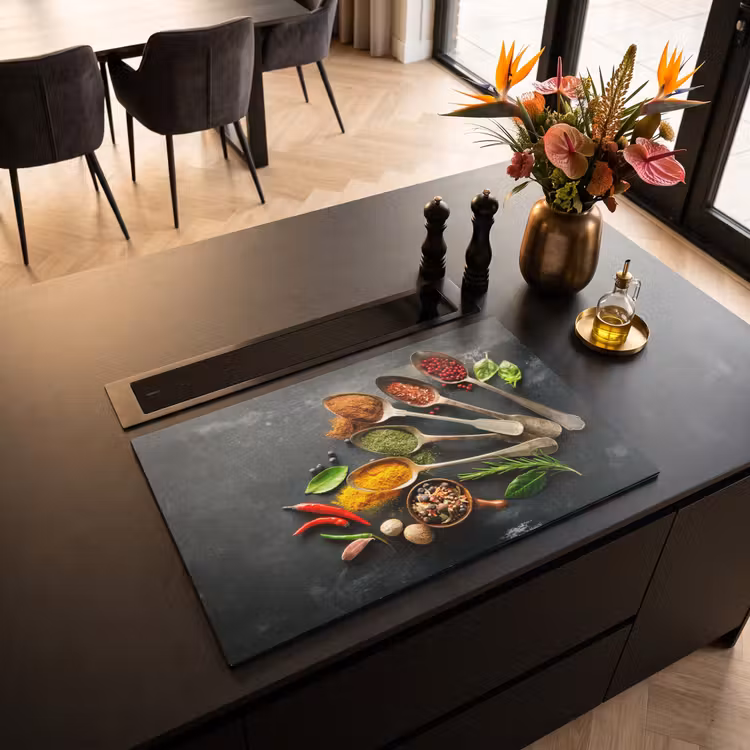 Inductiebeschermer - Kruiden - Lepels - Specerijen - Betonlook - Grijs — 2