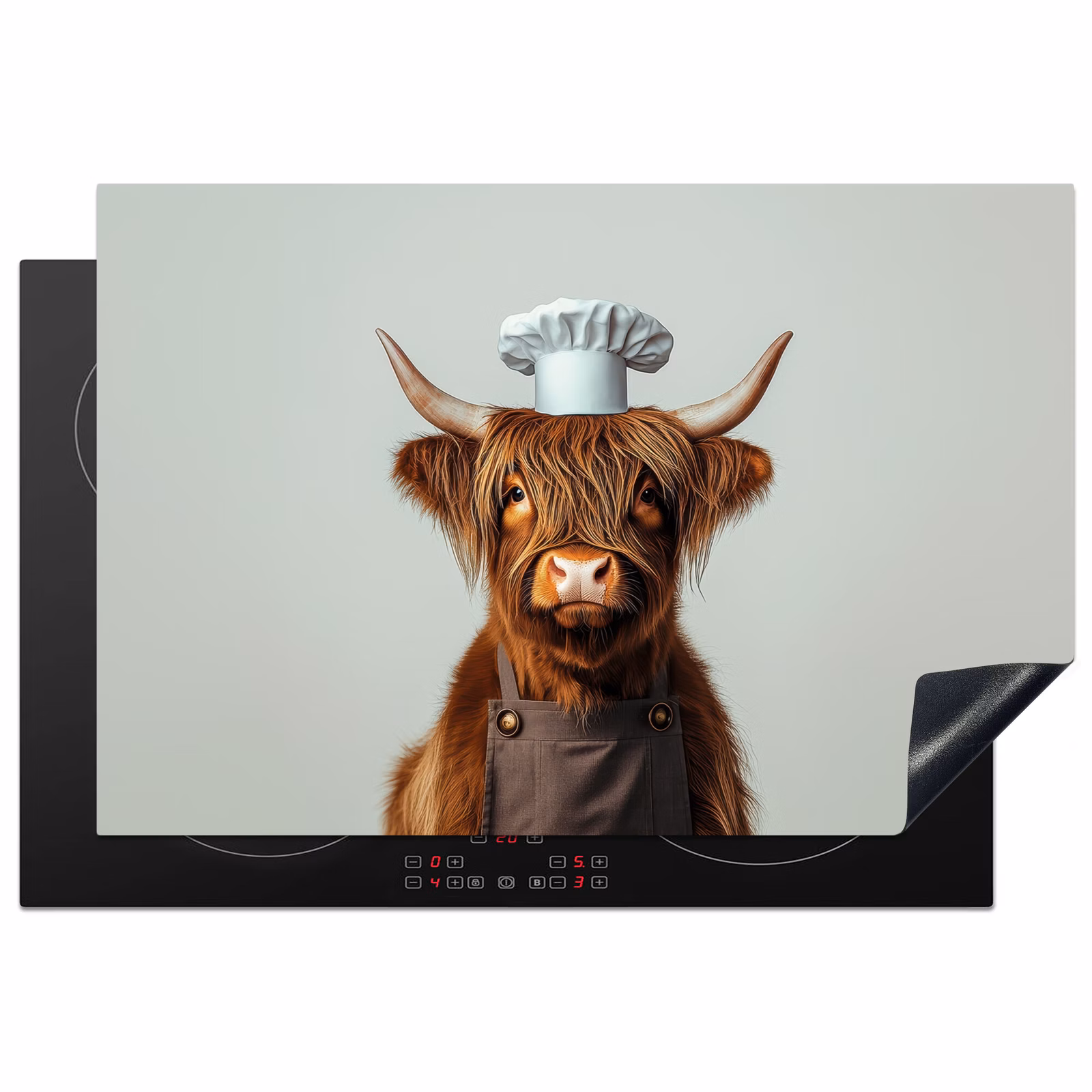Inductiebeschermer - Schotse Hooglander - Bruin - Hoorns - Kokskleding — 1