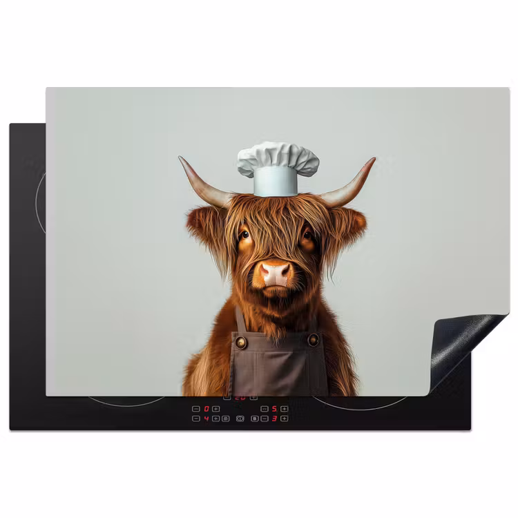 Inductiebeschermer - Schotse Hooglander - Bruin - Hoorns - Kokskleding — 1
