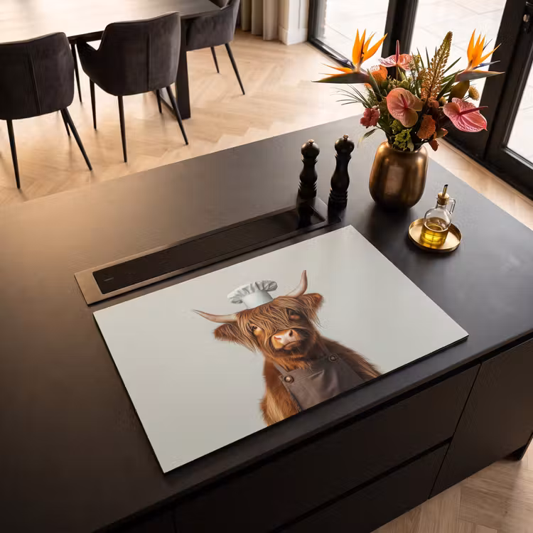 Inductiebeschermer - Schotse Hooglander - Bruin - Hoorns - Kokskleding — 2