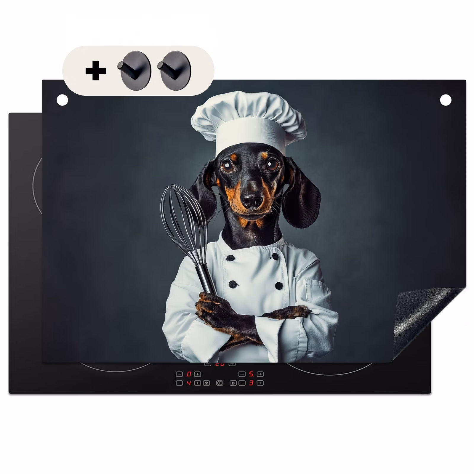Inductiebeschermer & spatscherm (2in1) - Hond - Garde - Kok — 1