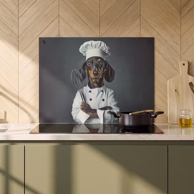 Inductiebeschermer & spatscherm (2in1) - Hond - Garde - Kok — 2
