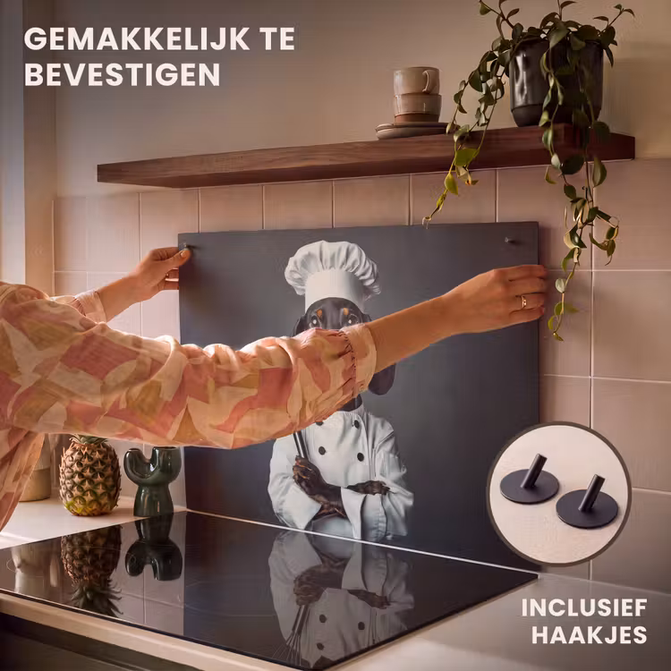Inductiebeschermer & spatscherm (2in1) - Hond - Garde - Kok — 7
