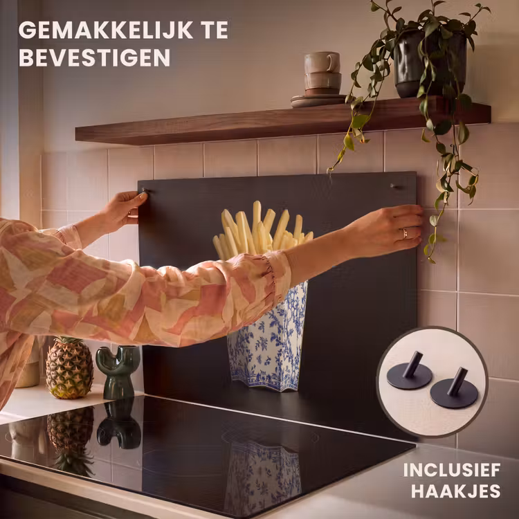 Inductiebeschermer & spatscherm (2in1) - Friet - Porselein - Delfts blauw - Eten — 7