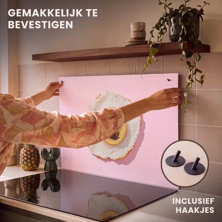 Inductiebeschermer & spatscherm (2in1) - Ei - Disco - Ontbijt - Glitter — 7