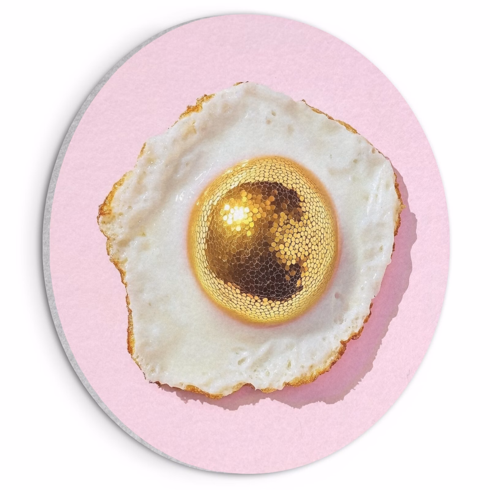 Akoestisch schilderij rond - Ei - Disco - Ontbijt - Glitter — 1