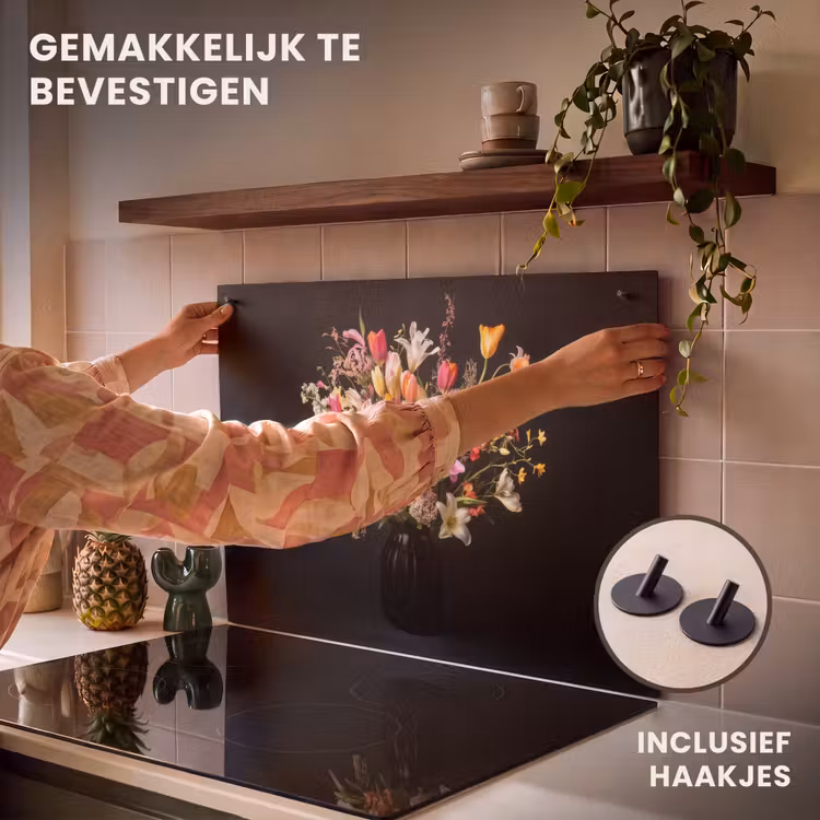 Inductiebeschermer & spatscherm (2in1) - Vaas - Bloemen - Tulpen — 7