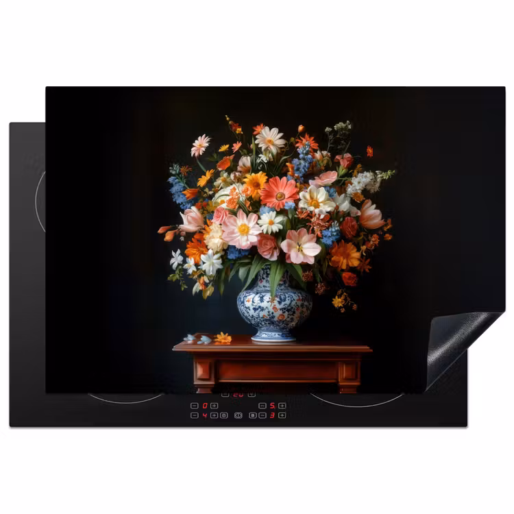 Inductiebeschermer - Boeket - Roze - Bloemen - Vaas — 1
