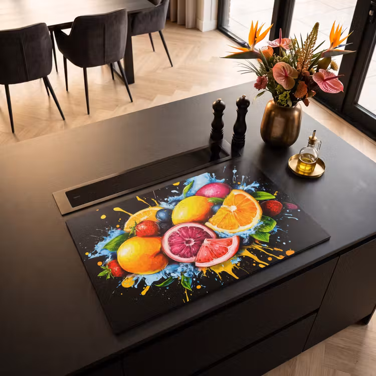 Inductiebeschermer - Fruit - Graffiti - Kleurrijk - Sinaasappel - Aardbei - Abstract — 2