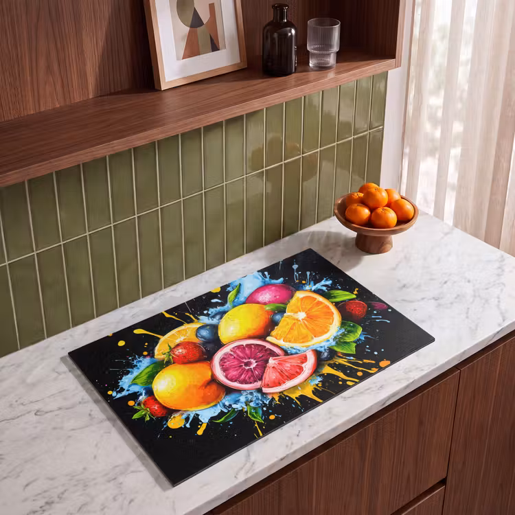 Inductiebeschermer - Fruit - Graffiti - Kleurrijk - Sinaasappel - Aardbei - Abstract — 3