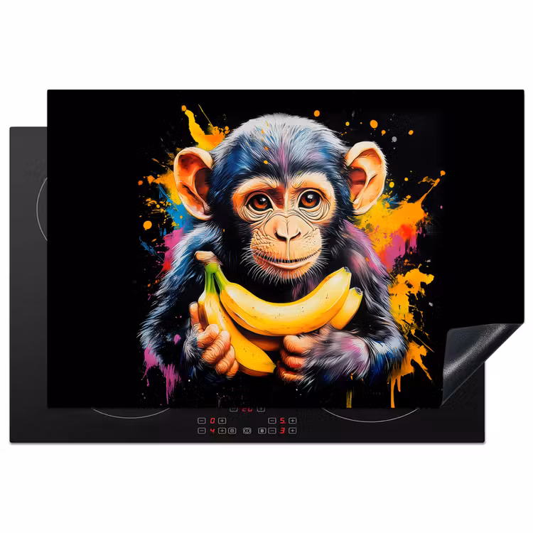 Inductiebeschermer - Aap - Graffiti - Kleurrijk - Bananen - Modern — 1