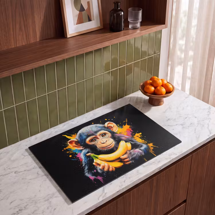 Inductiebeschermer - Aap - Graffiti - Kleurrijk - Bananen - Modern — 3