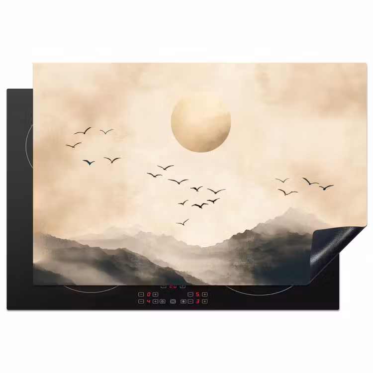 Inductiebeschermer - Landschap - Japandi - vogel — 1