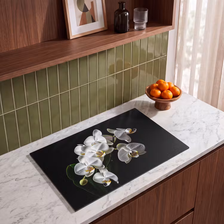 Inductiebeschermer - Dauwdruppels op Witte Orchideeën — 3