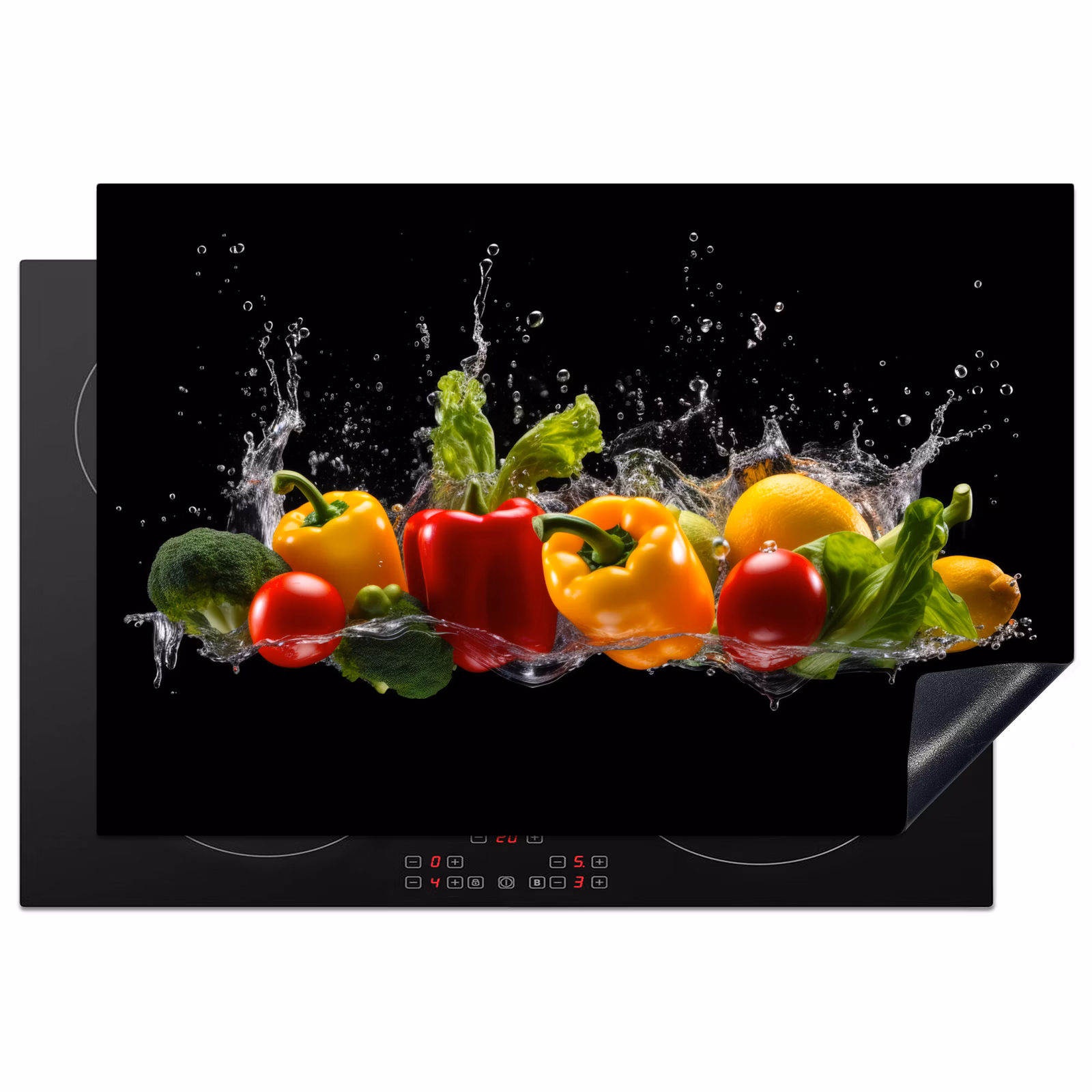 Inductiebeschermer - Paprika - Water - Groente - Zwart — 1