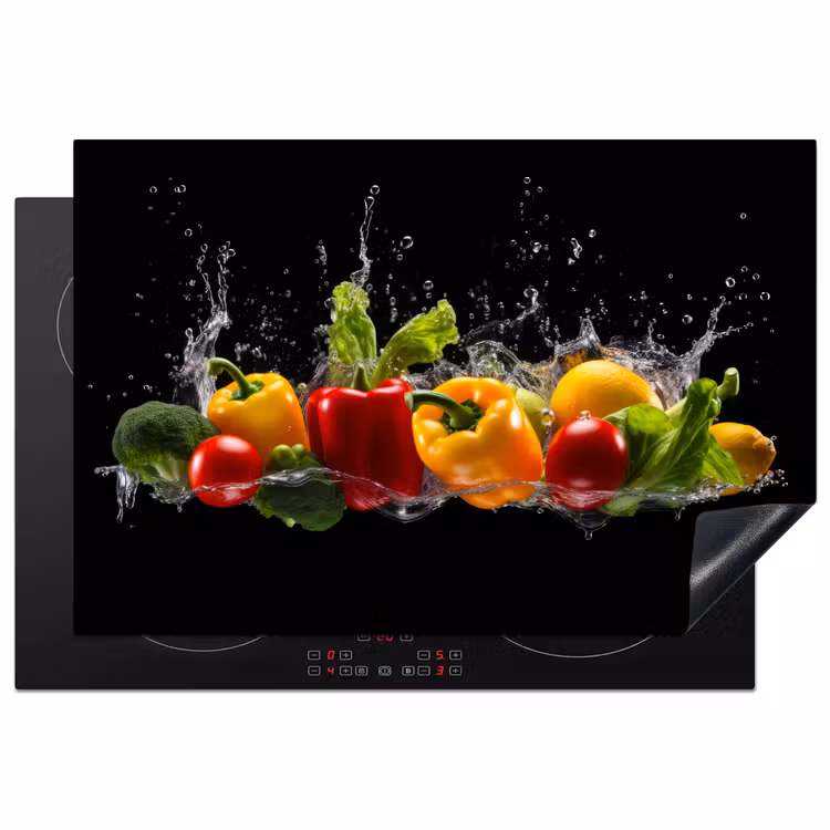 Inductiebeschermer - Paprika - Water - Groente - Zwart — 1