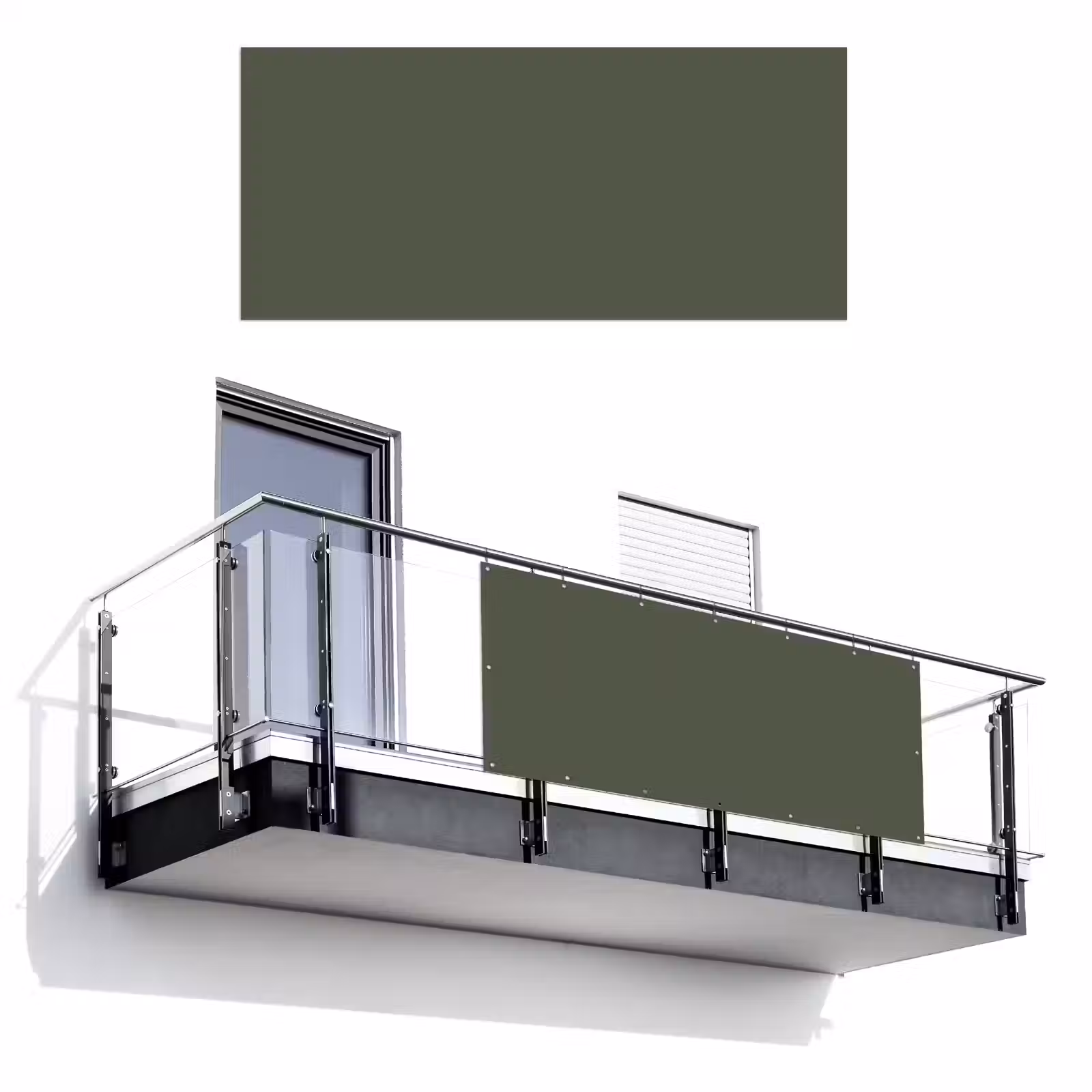 Balkonscherm - Groen - Effen kleur - Olijfgroen — 1