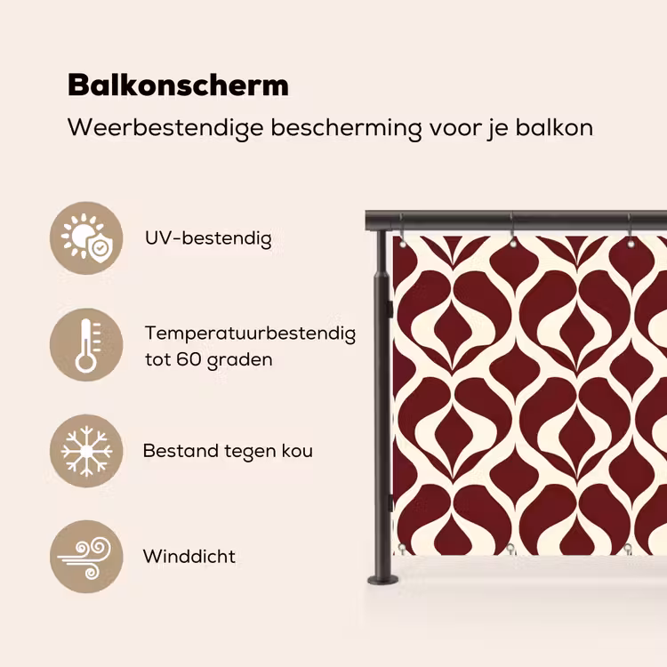 Balkonscherm - Rood - Druppelpatroon - Grafisch — 3