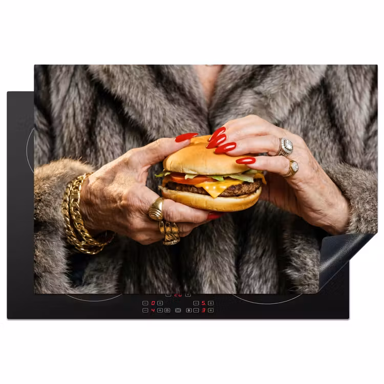 Inductiebeschermer - Vrouw - Hamburger - Bontjas — 1