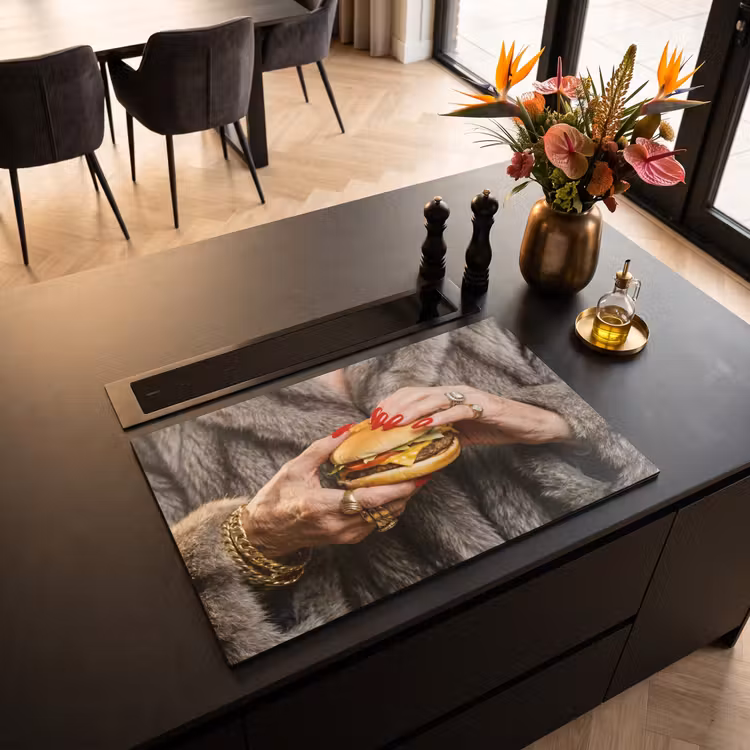 Inductiebeschermer - Vrouw - Hamburger - Bontjas — 2