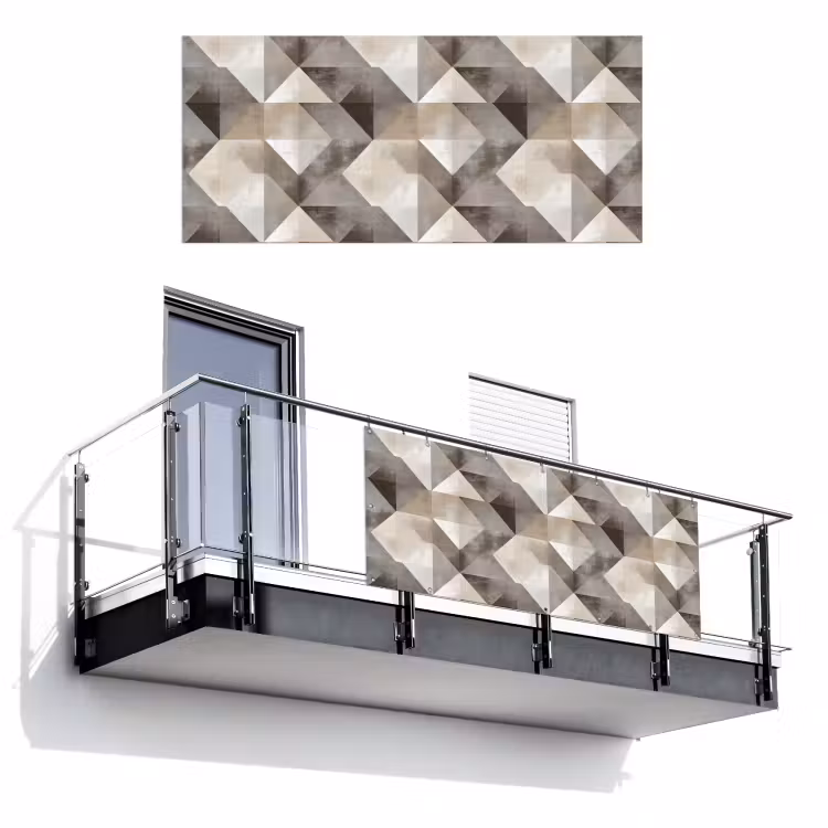 Balkonscherm - Geometrisch - Motief - Aardetinten — 1