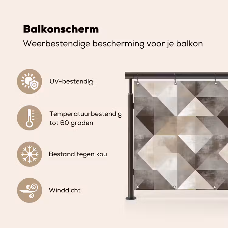 Balkonscherm - Geometrisch - Motief - Aardetinten — 3