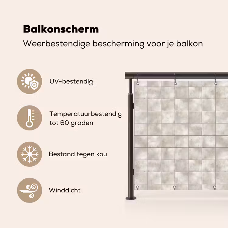 Balkonscherm - Tegels - Natuurlijk - Grijs — 3