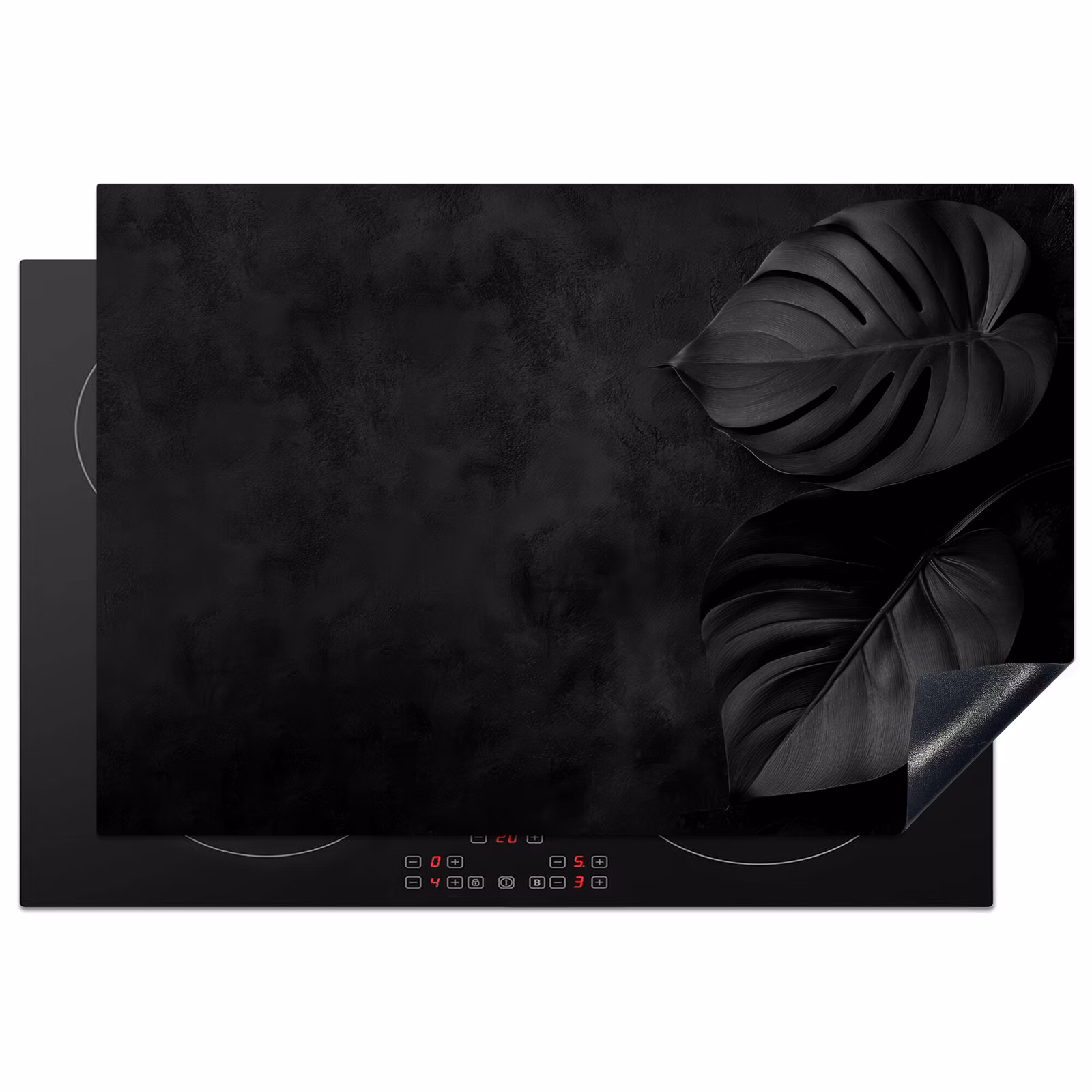 Inductiebeschermer - Zwart - Blad - Monstera — 1