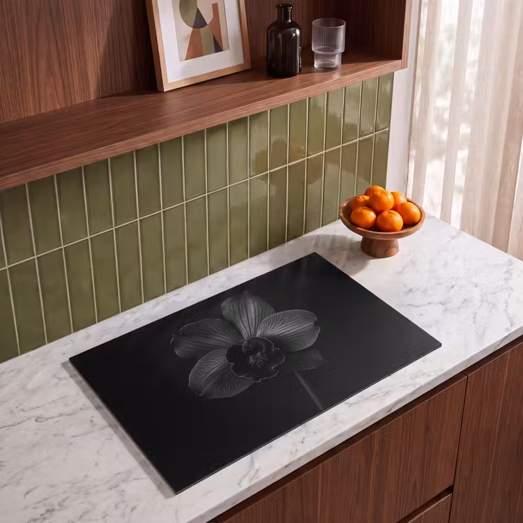 Inductiebeschermer - Zwart - Bloem - Orchidee — 3