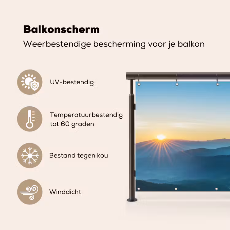 Balkonscherm - Luchtballonnen - Bergen - Zonsopgang - Landschap — 3