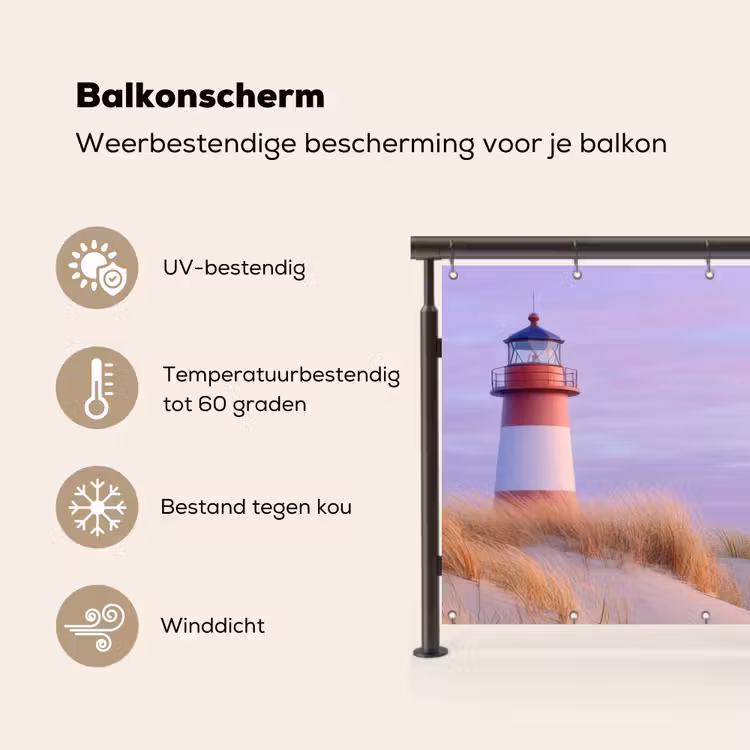 Balkonscherm - Vuurtoren - Duinen - Zonsondergang — 3